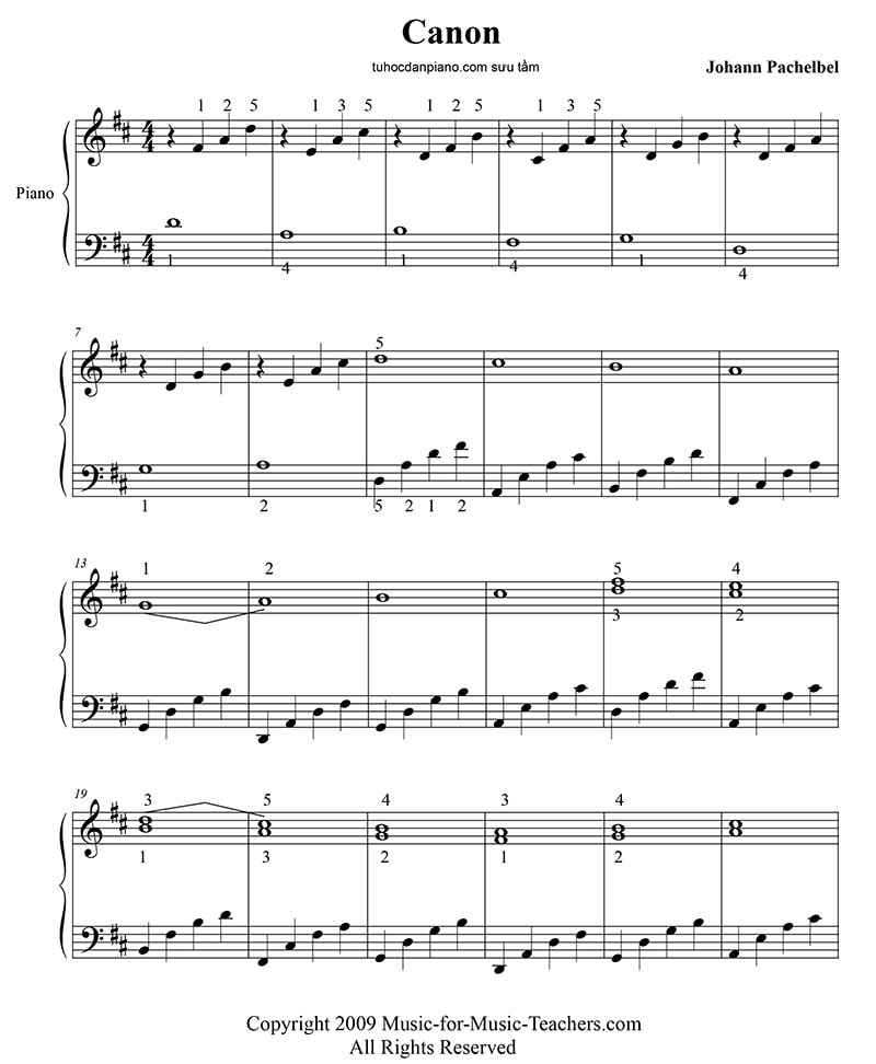 Piano sheet Canon in D