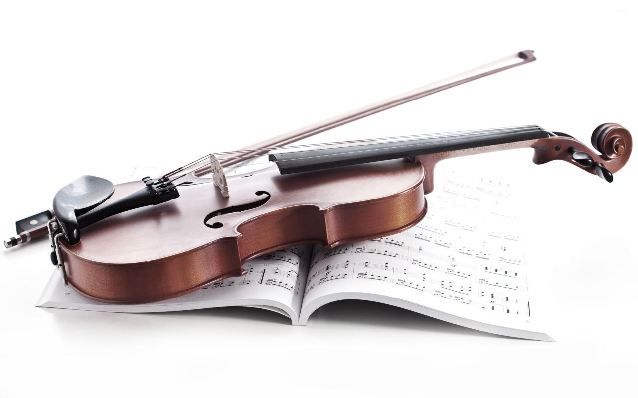 2880x1800 Violin and music sheet wallpaper